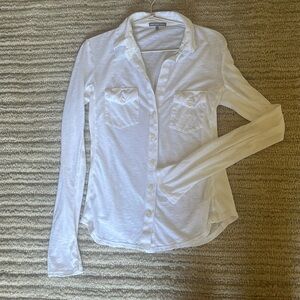 James Perse Paneled White Button Up